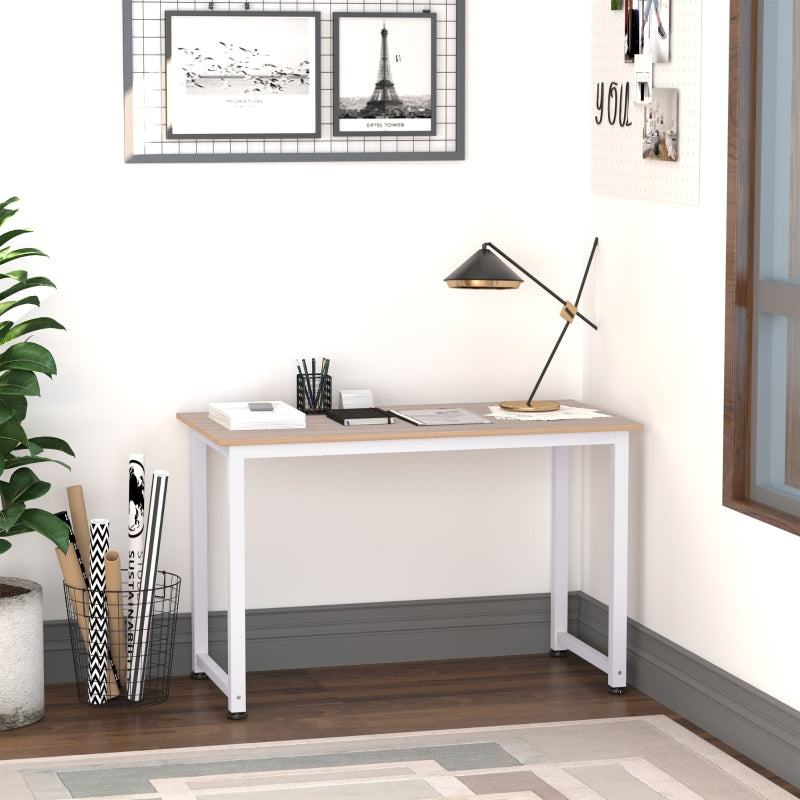 Computer Desk Workstation Writing Table with Metal Frame, 120 x 60 x 76cm, White