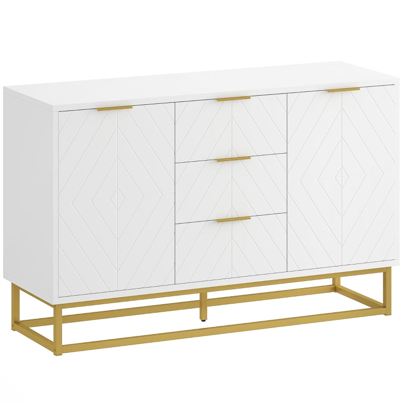 Sideboard with 3 Drawers and Adjustable Shelves, Engineered Wood, White