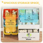 Toy Storage Unit 3-Tier Shelf with 6 Removable Bins, Multicoloured