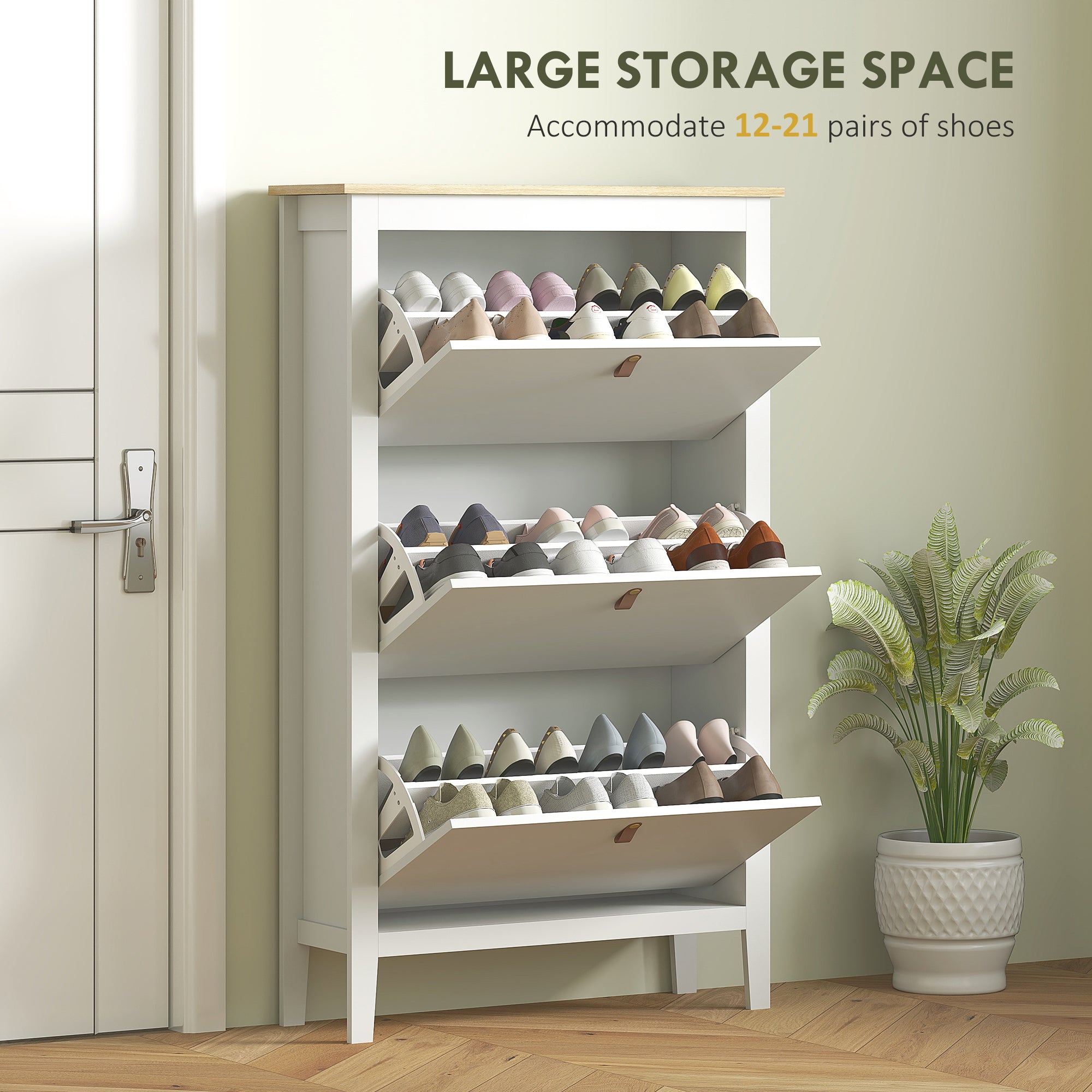 Modern Shoe Cabinet Three-Drawer White
