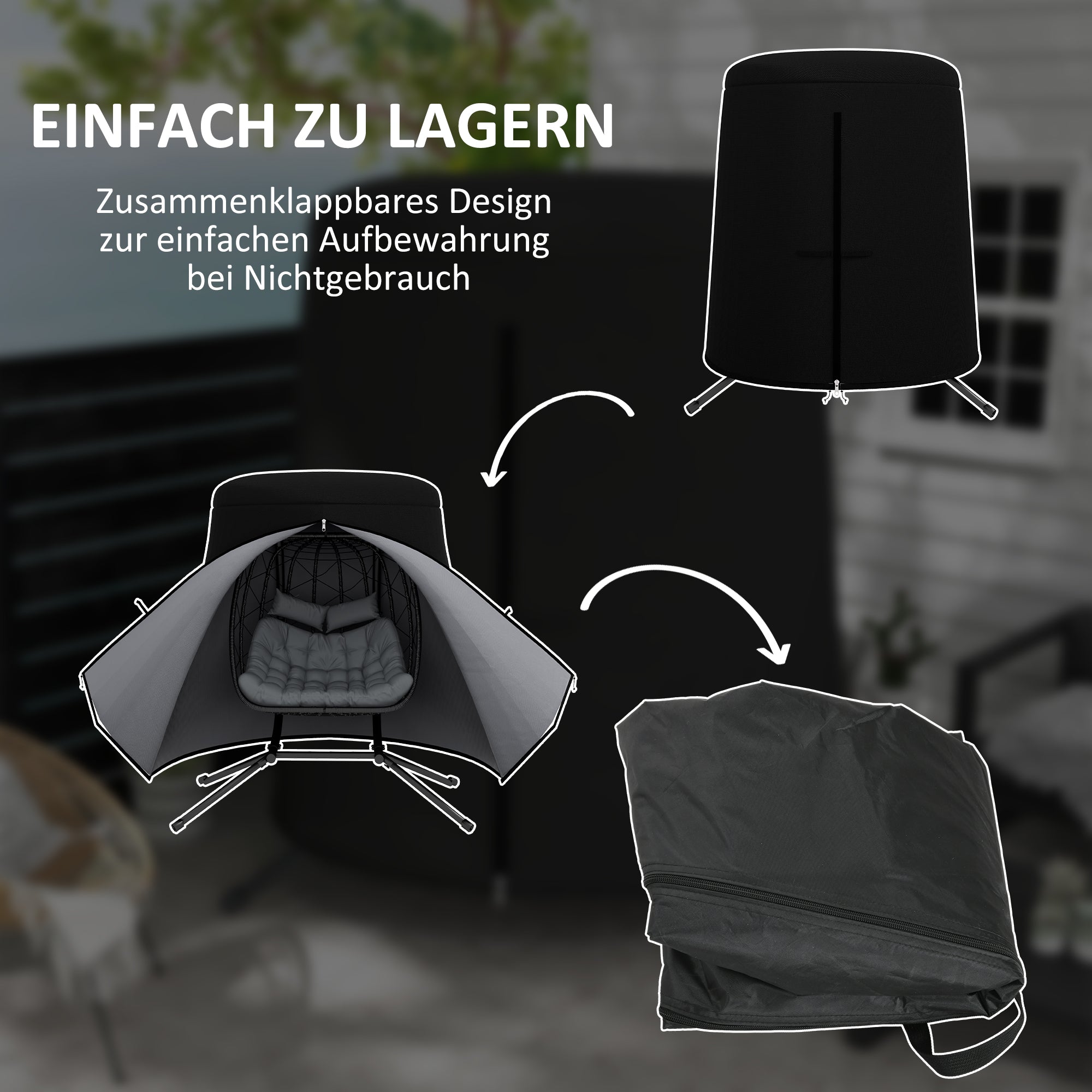 Hanging Chair Cover, Outdoor Waterproof UV Protection, Ø196 x 230H cm, 300D Oxford Fabric