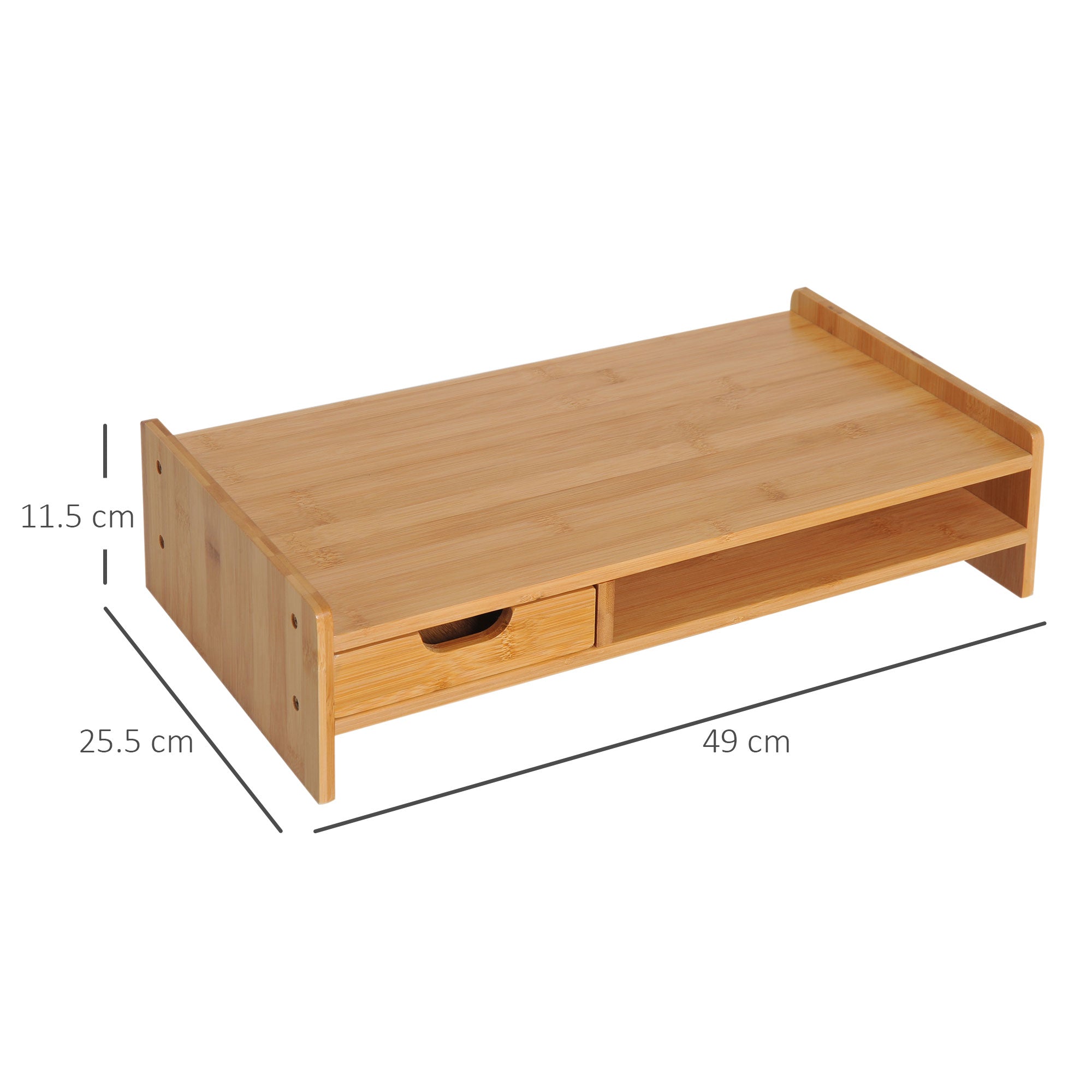 Monitor Stand Screen Desk Organizer with Drawers, Natural Bamboo