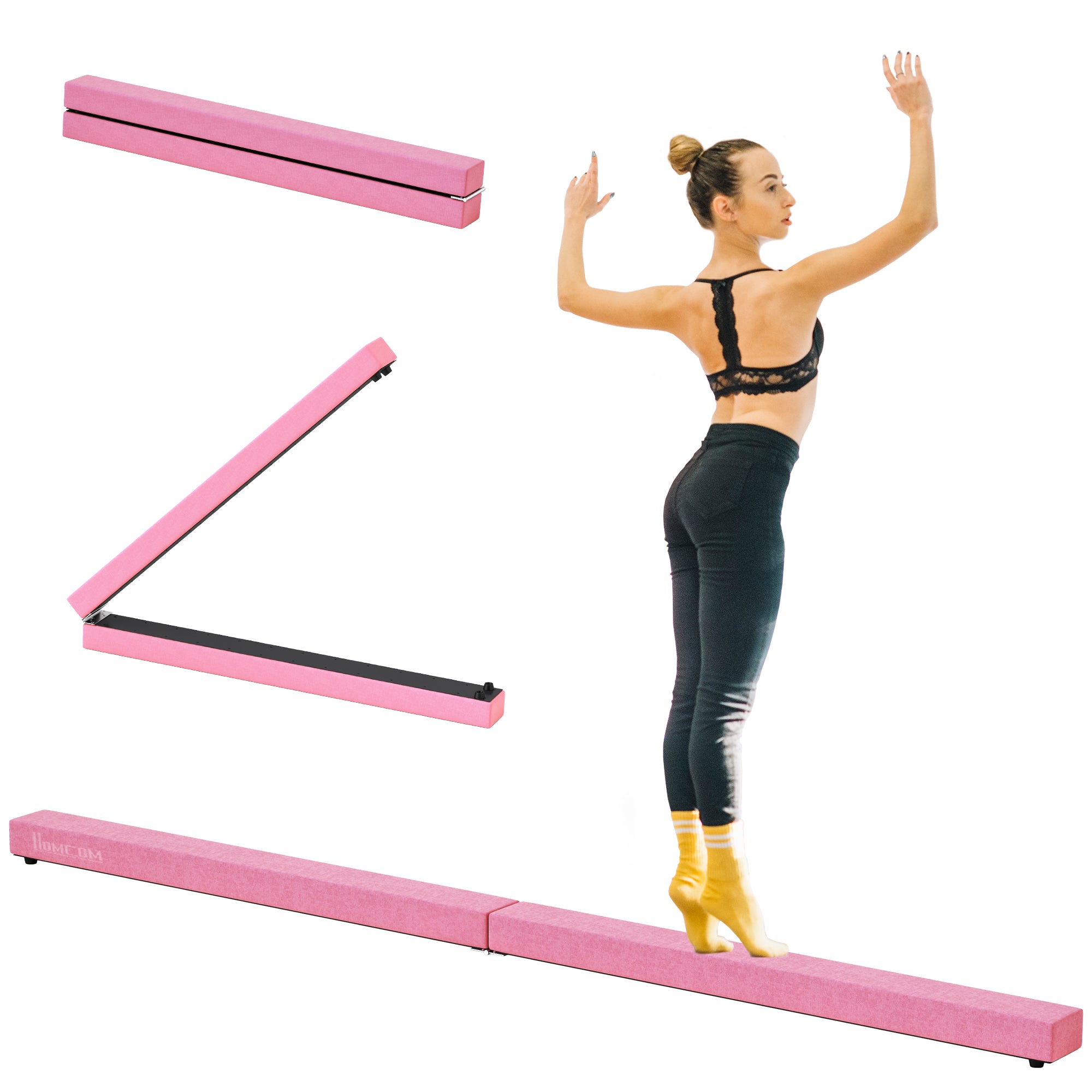 Balance Beam, 210cm Foldable Gymnastics, Indoor & Outdoor, 120 kg, Pink