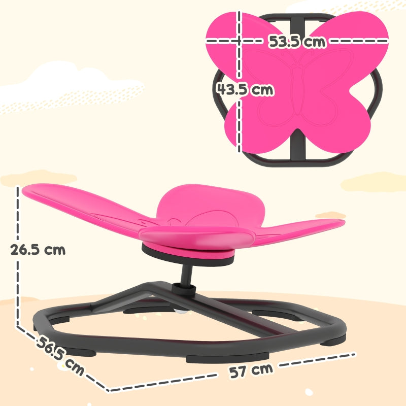 Butterfly-Shaped Swivel Chair, Sensory Spinning for Balance & Coordination, Pink