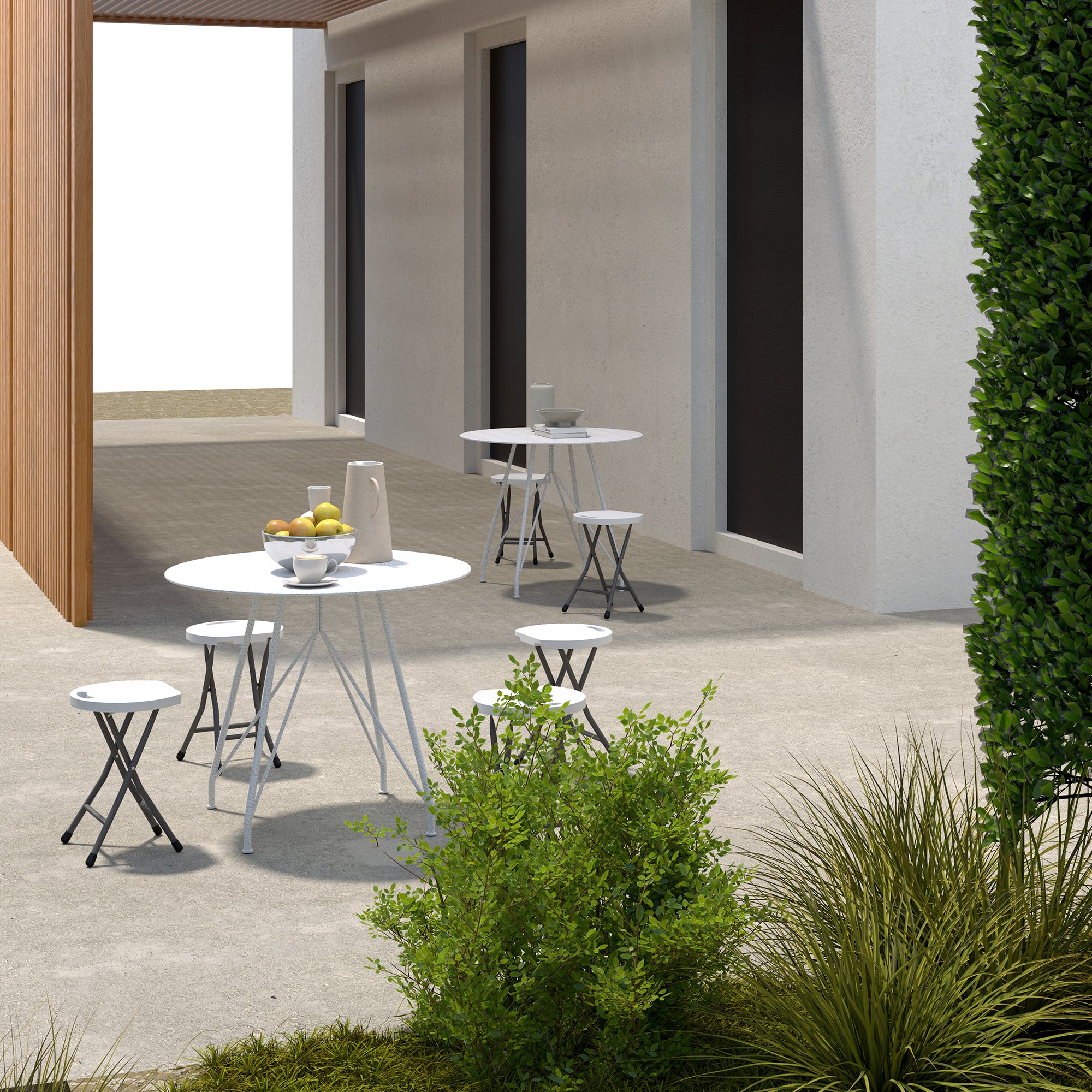 Set of Four Folding Carry Stools, Portable Design - White