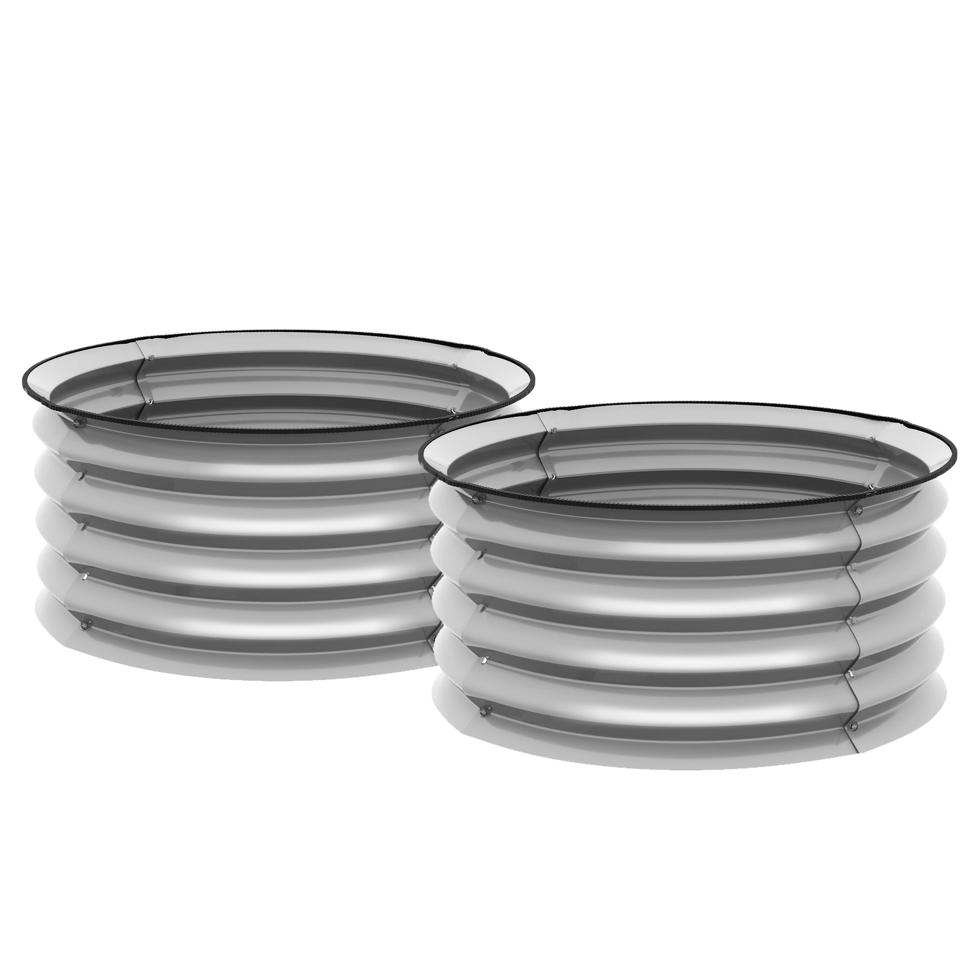 Raised Garden Bed 2-Piece Metal Planter, Open Bottom, 60x60x30 cm, Silver