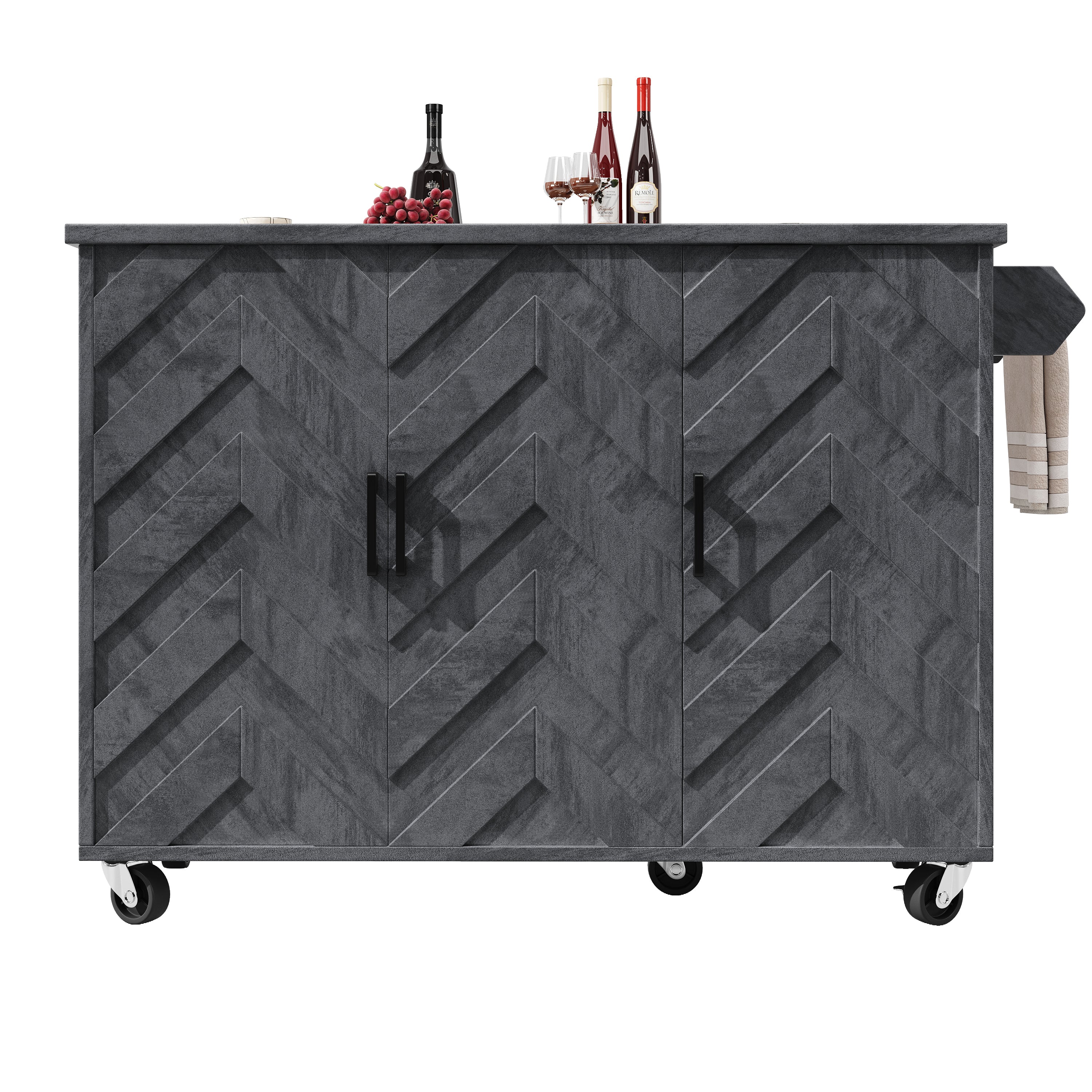 Mobile Kitchen Island Extendable Trolley 3 Drawers Adjustable Shelves