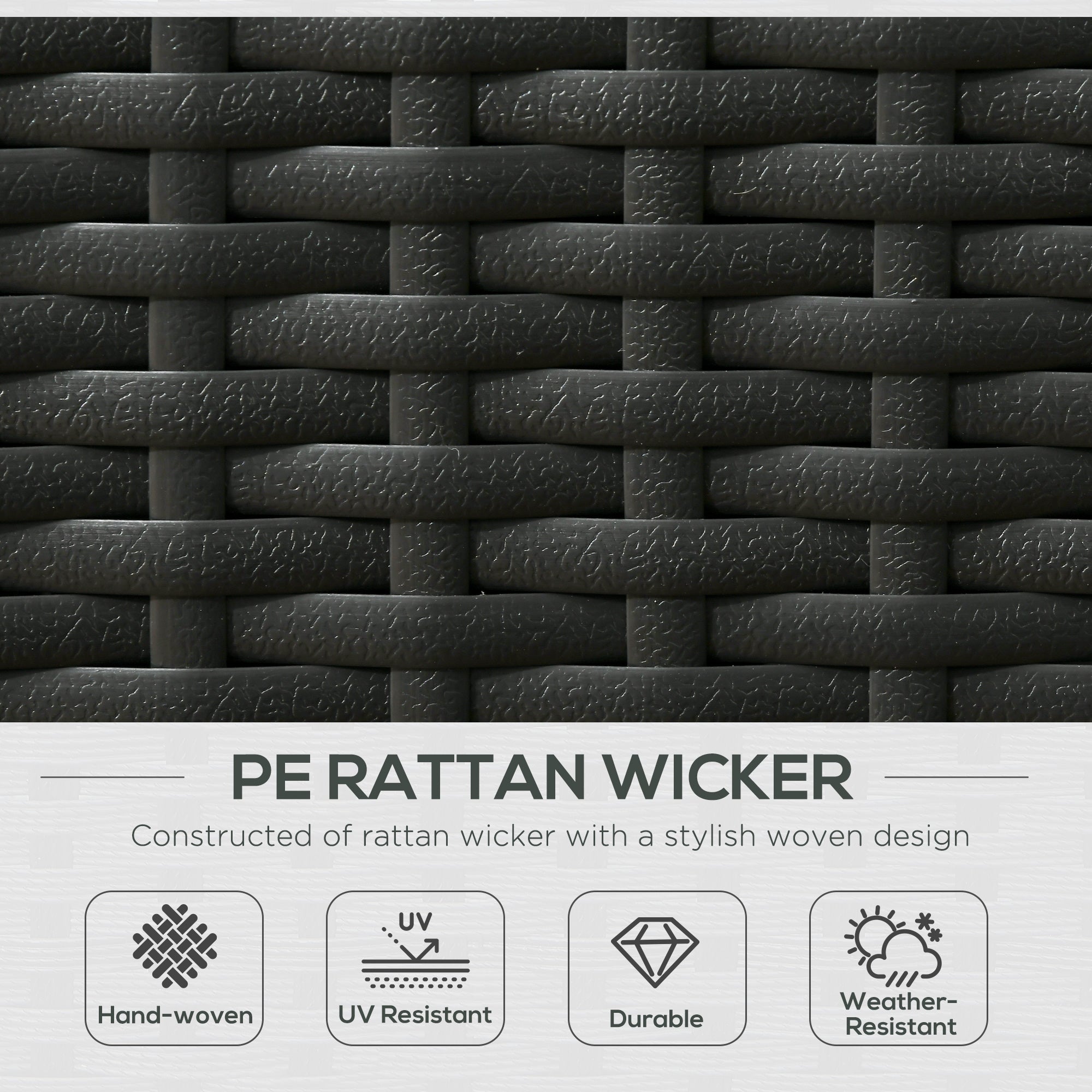 5PC Sun Lounger Set, 5-Level Adjustable Recliner with Storage and Side Table, PE Rattan Wicker Black