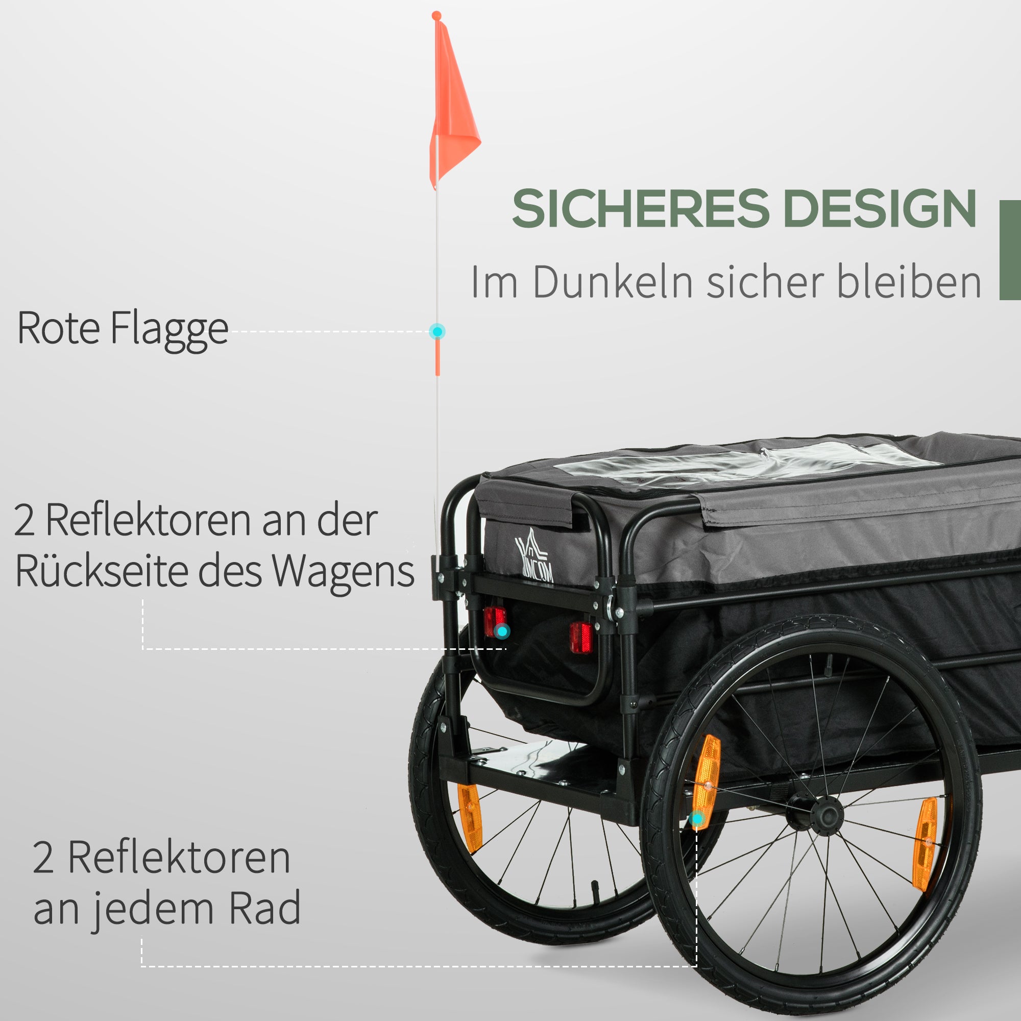 2-in-1 bicycle trailer cargo transport, 20 inch pneumatic tires, 40 kg load, 130 x 64 x 103 cm