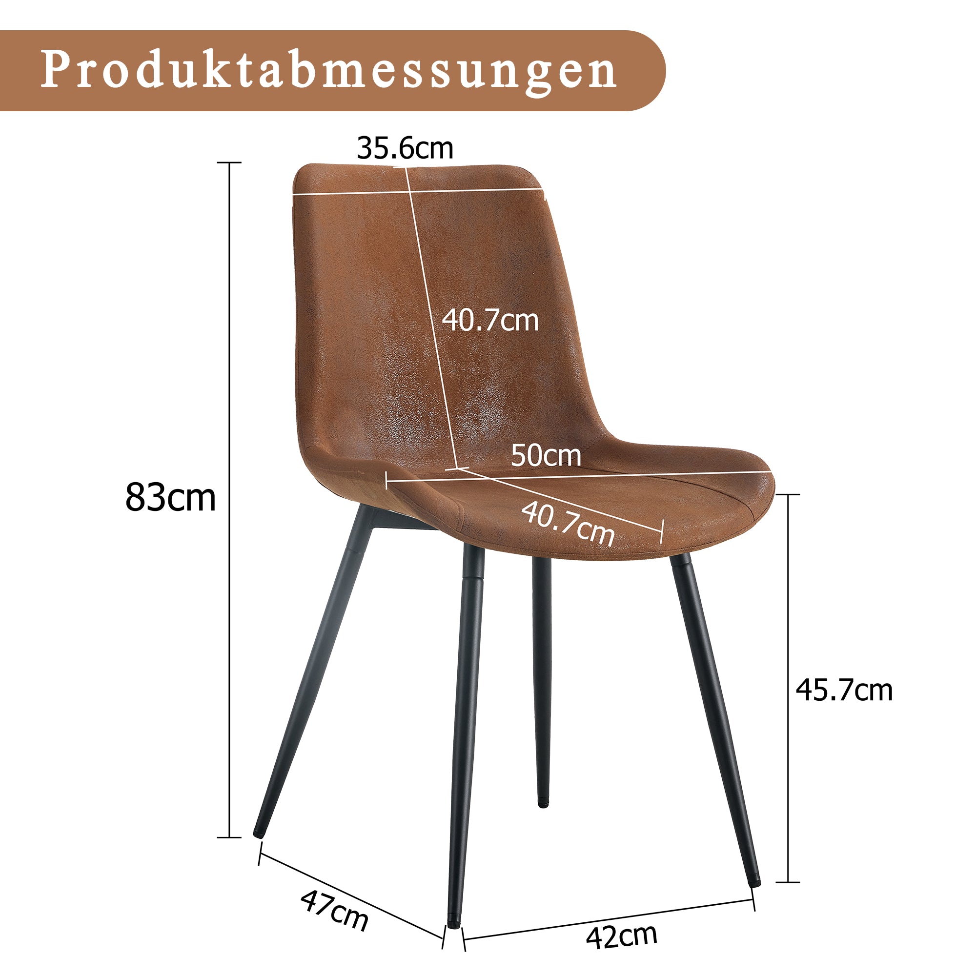 Dining Chairs, Set of 4 Modern Design with Non-Slip Metal Feet, Brown Tech-Fabric