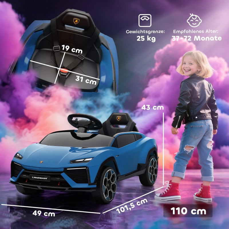 Children's Electric Car with 12V Battery, Remote Control and LED Lights, Blue