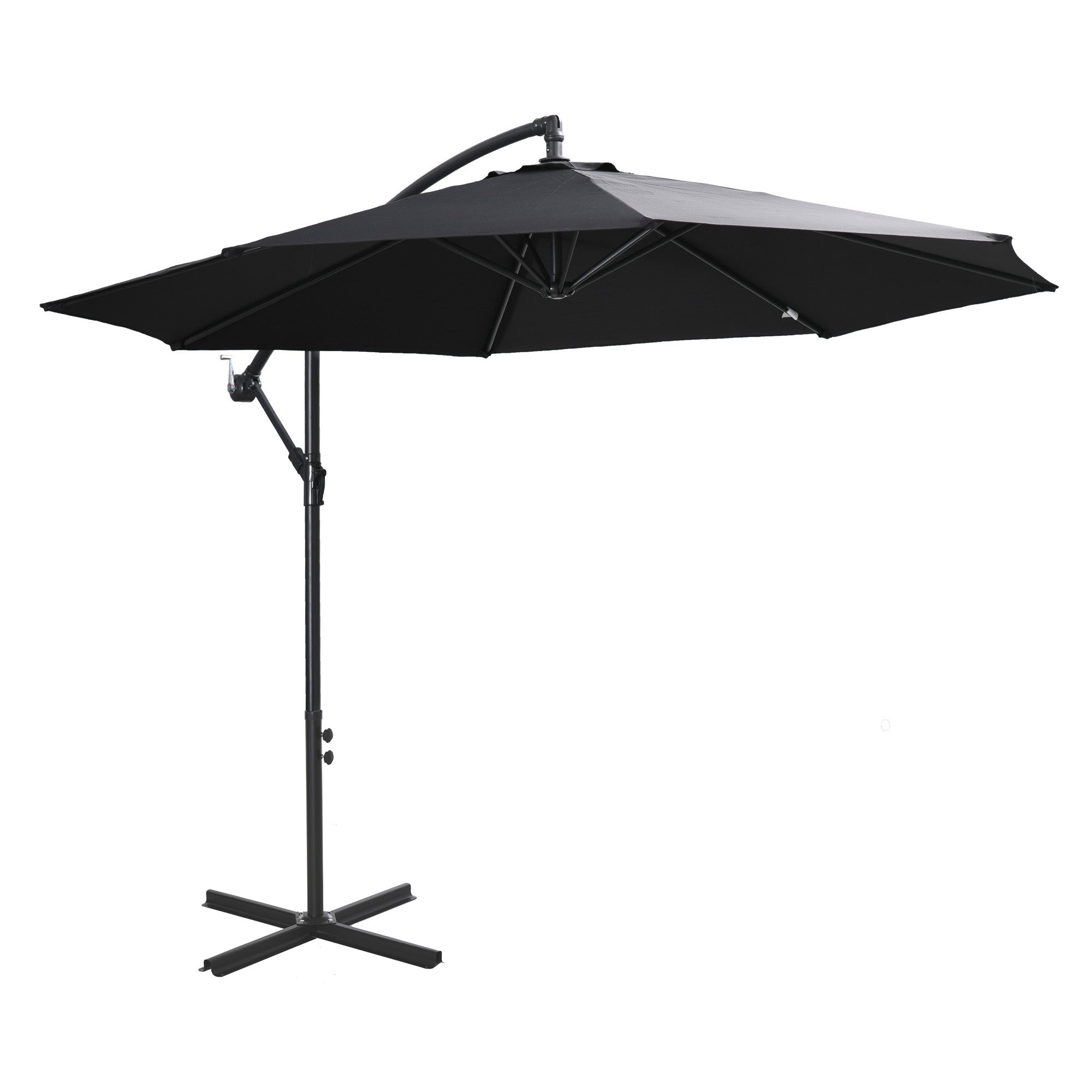 2.45m Cantilever Parasol, Heavy Duty Waterproof Garden Umbrella, Black