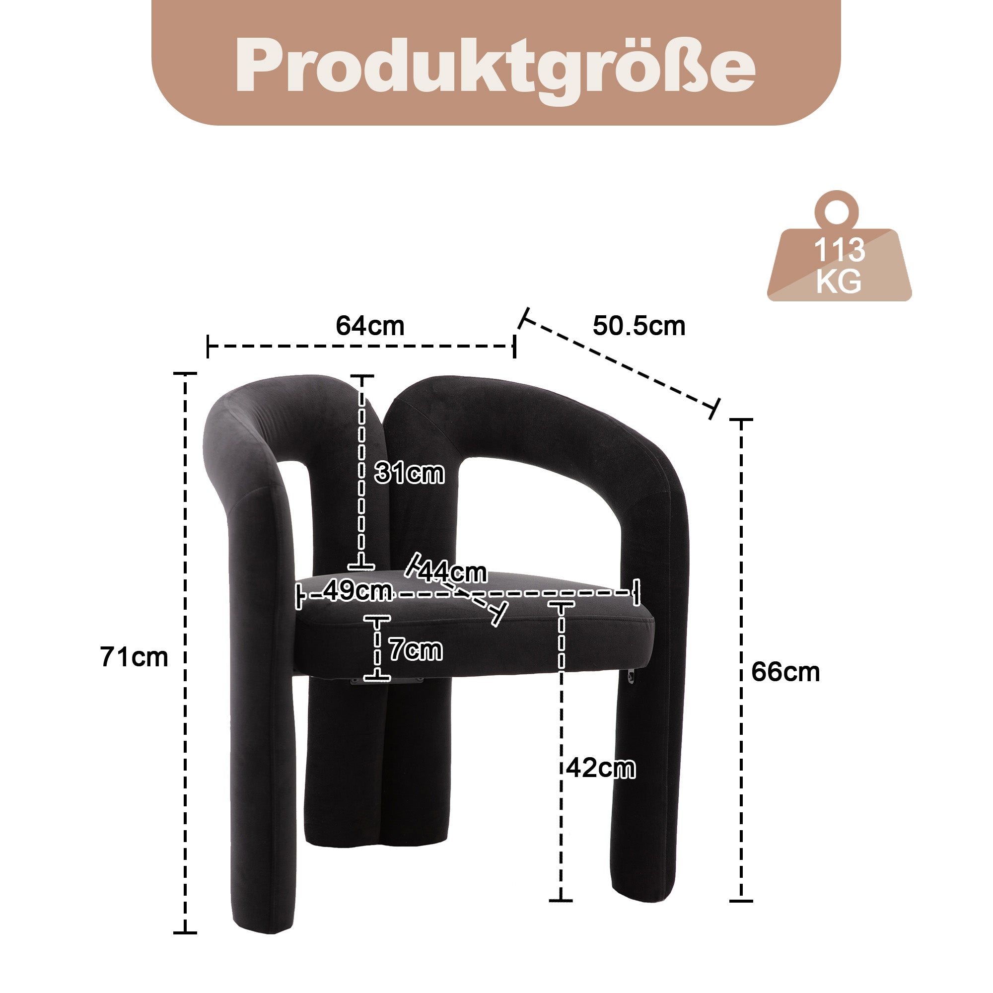 Velvet Dining Chairs (2 pc), Modern Design Upholstered Decorative Armchair 2-Piece Set