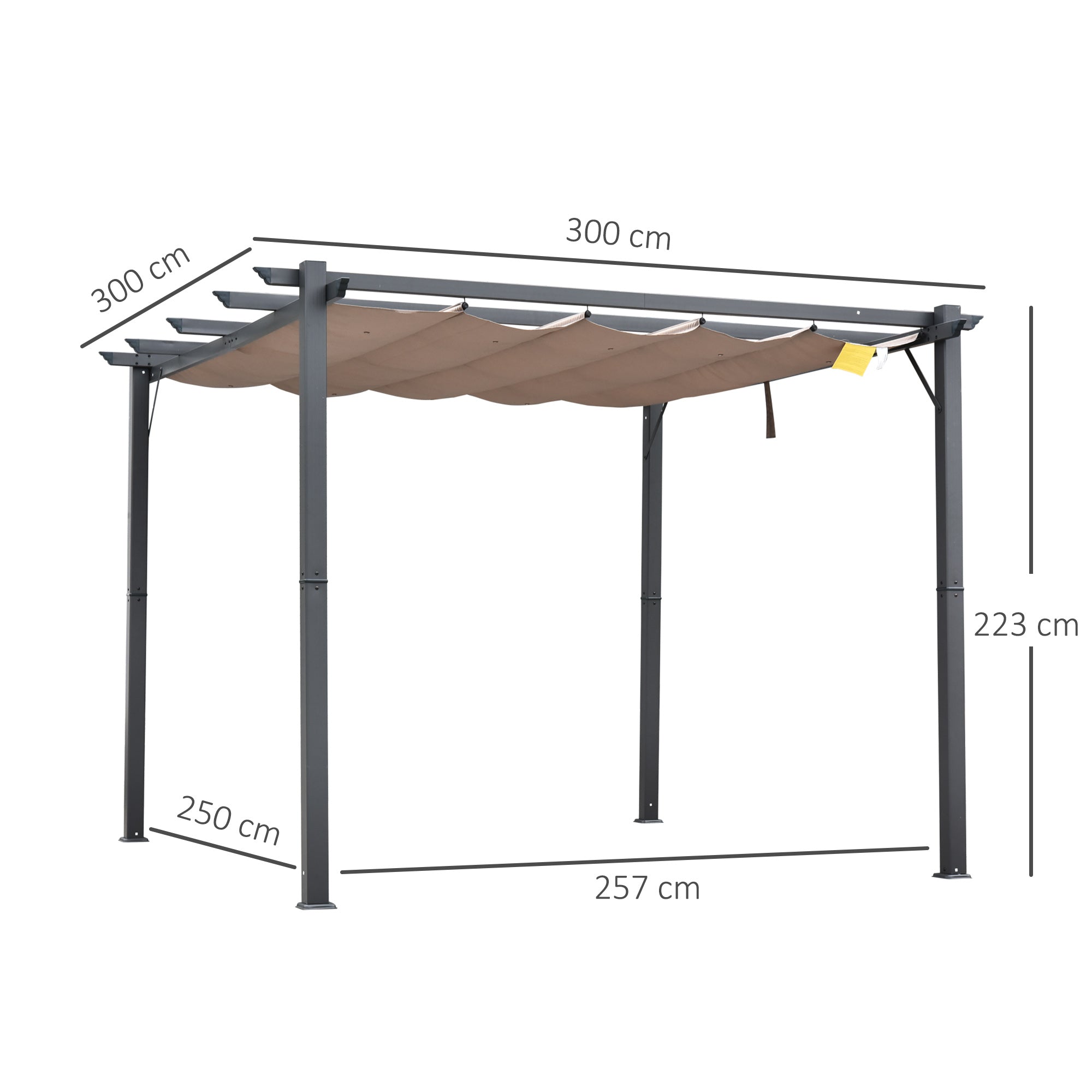 Pergola Canopy Gazebo 3x3m Outdoor Garden Shelter, Aluminium Brown