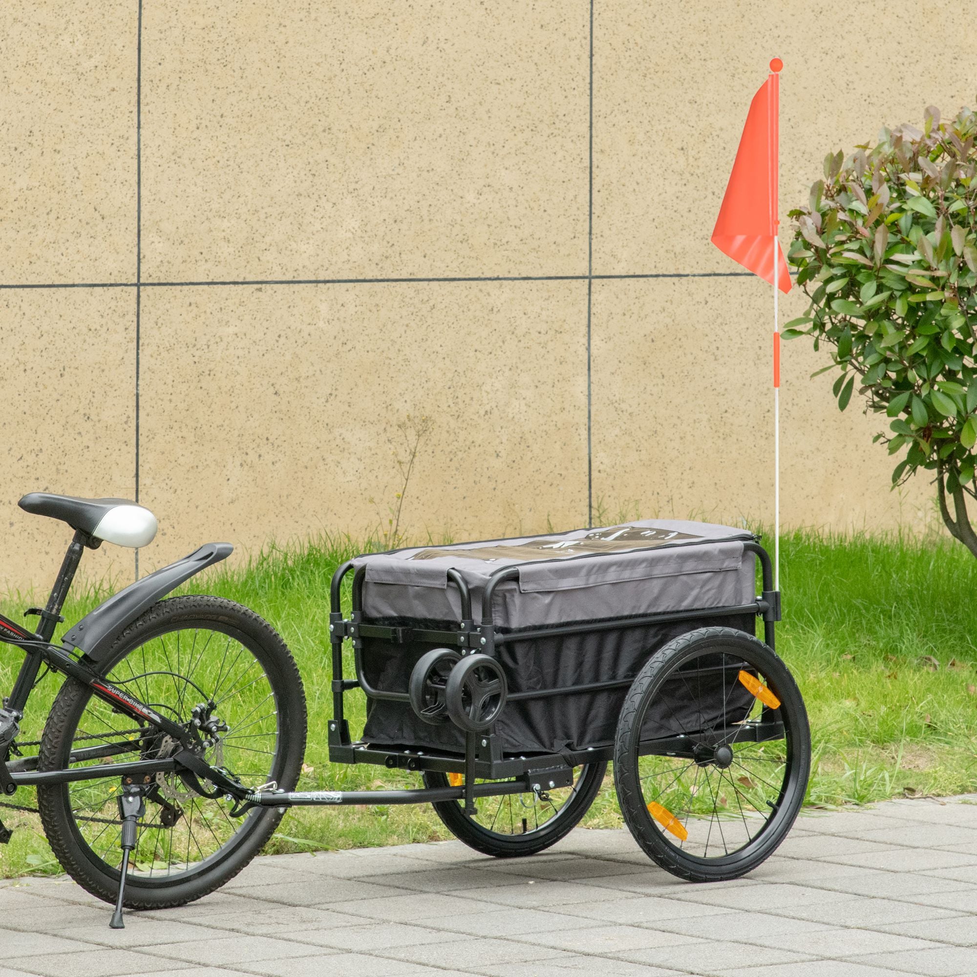 2-in-1 bicycle trailer cargo transport, 20 inch pneumatic tires, 40 kg load, 130 x 64 x 103 cm