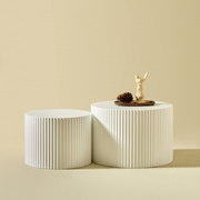 Modern Side Table Set Wavy Edge Nesting Design 60x40 & 48x35cm Matte White