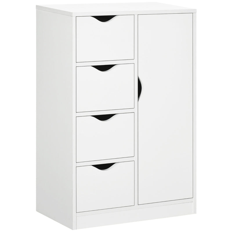 Bathroom Cabinet Freestanding Storage 4 Drawers Door Cupboard White