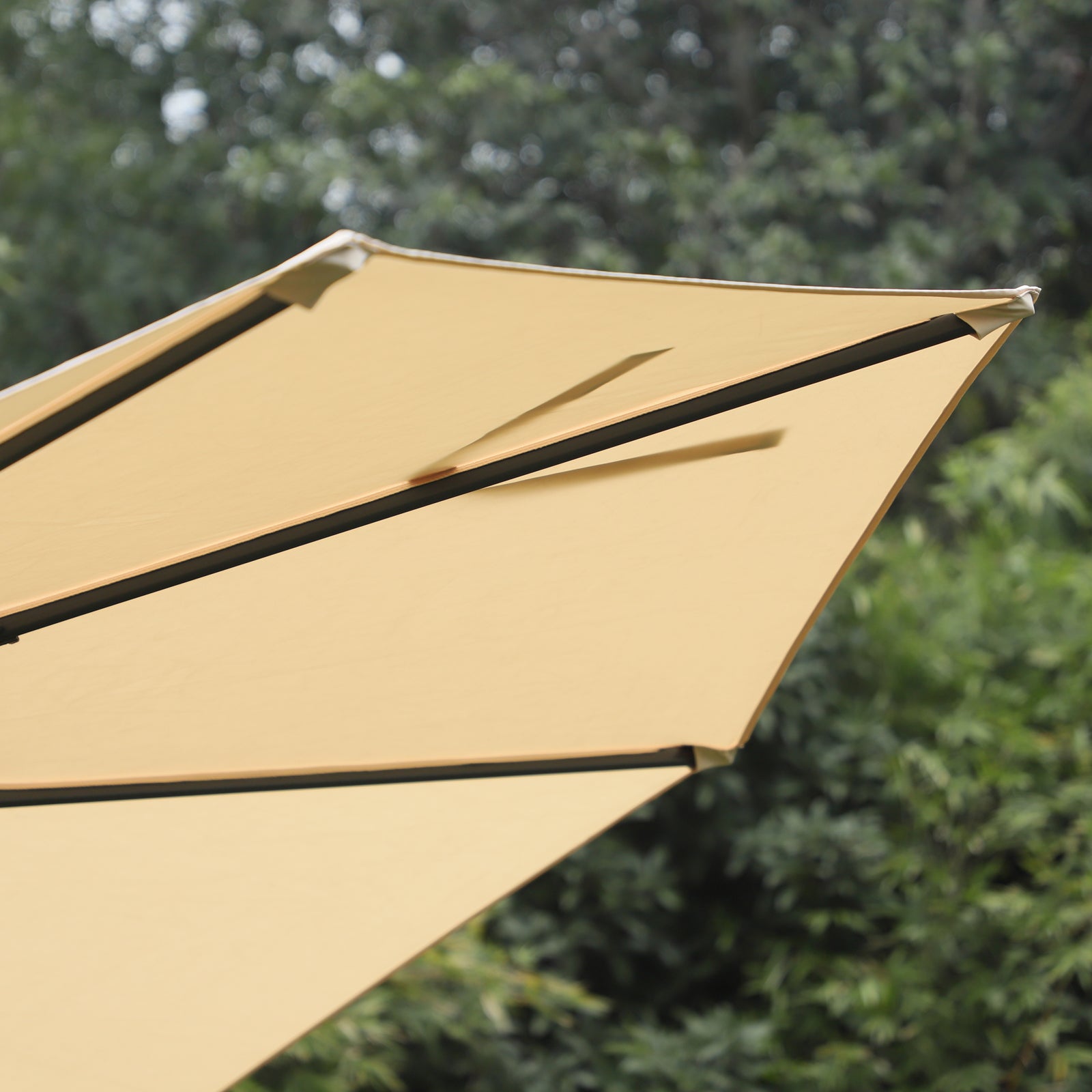 Round Umbrella Parasol, Tilt 360° Rotation Hand Crank Cross Base - Beige