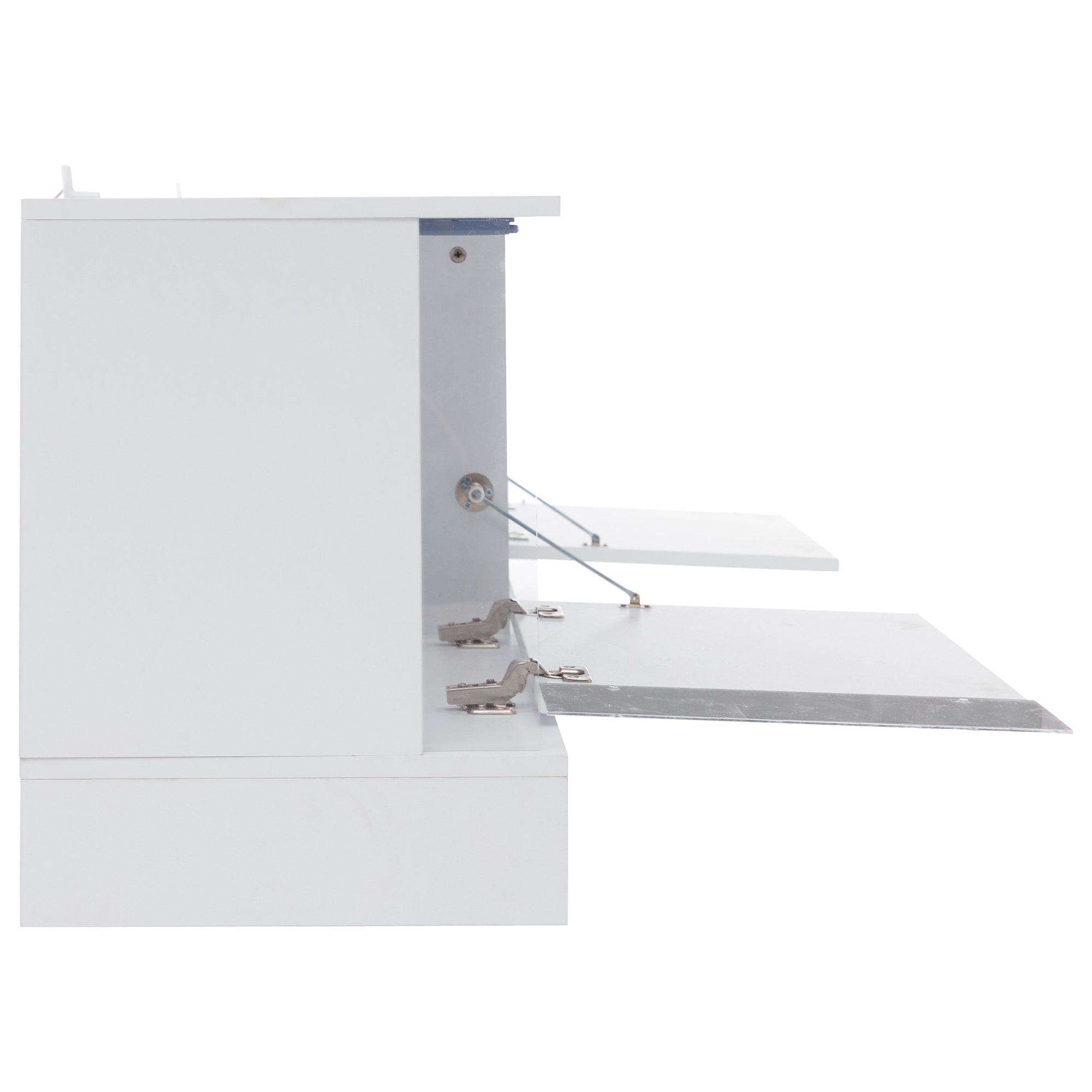 TV Cabinet with LED Storage, Floor-Standing, 70-inch TV Compatible, High-Gloss White