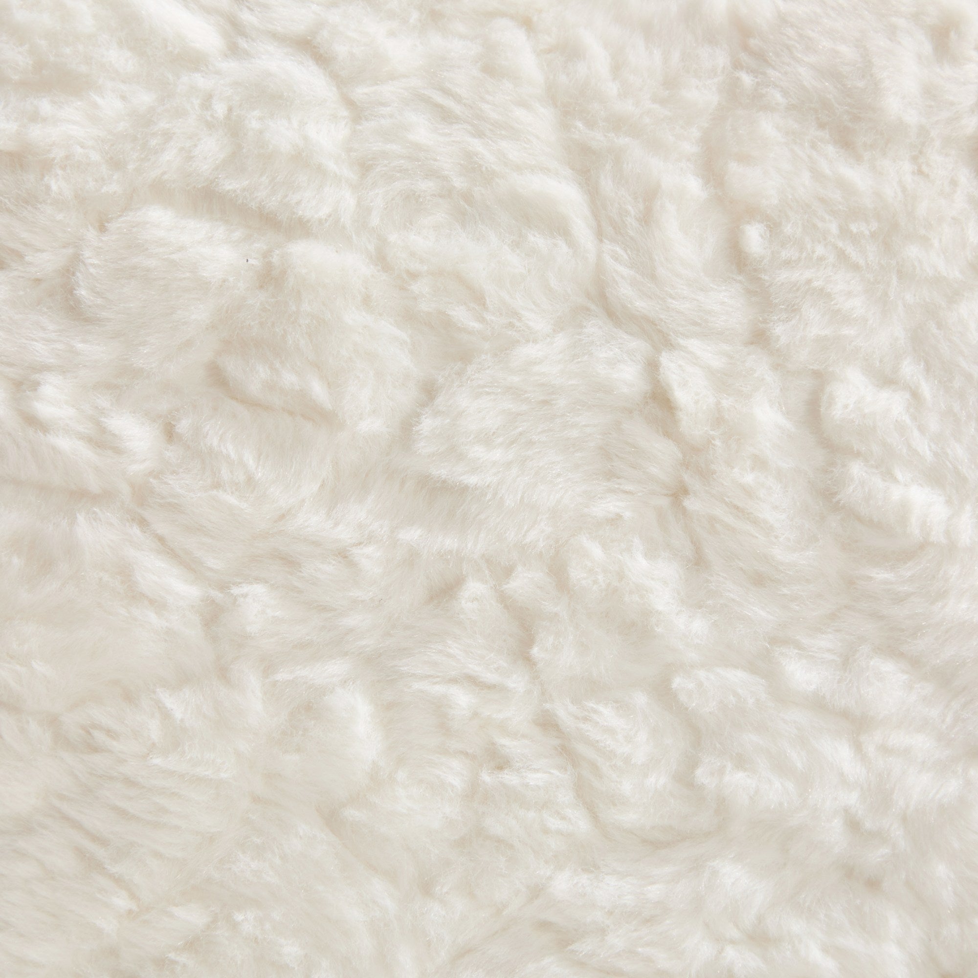 Wider Seat Office Chair with Artificial Rabbit Hair and Swivel Metal Base, Cream