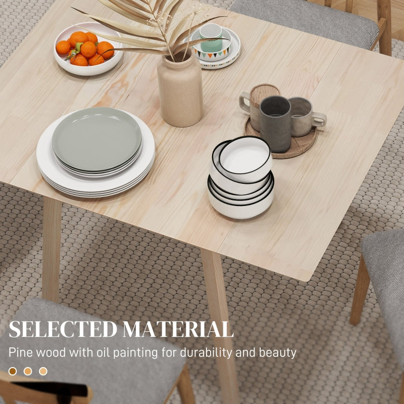 Solid Wood Folding Dining Table, Drop Leaf for 2-4 People, Natural Wood Finish