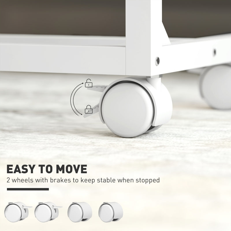 C-Shaped Sofa Side Table, Adjustable Height Tilting Desktop Mobile Laptop Desk, Oak and White