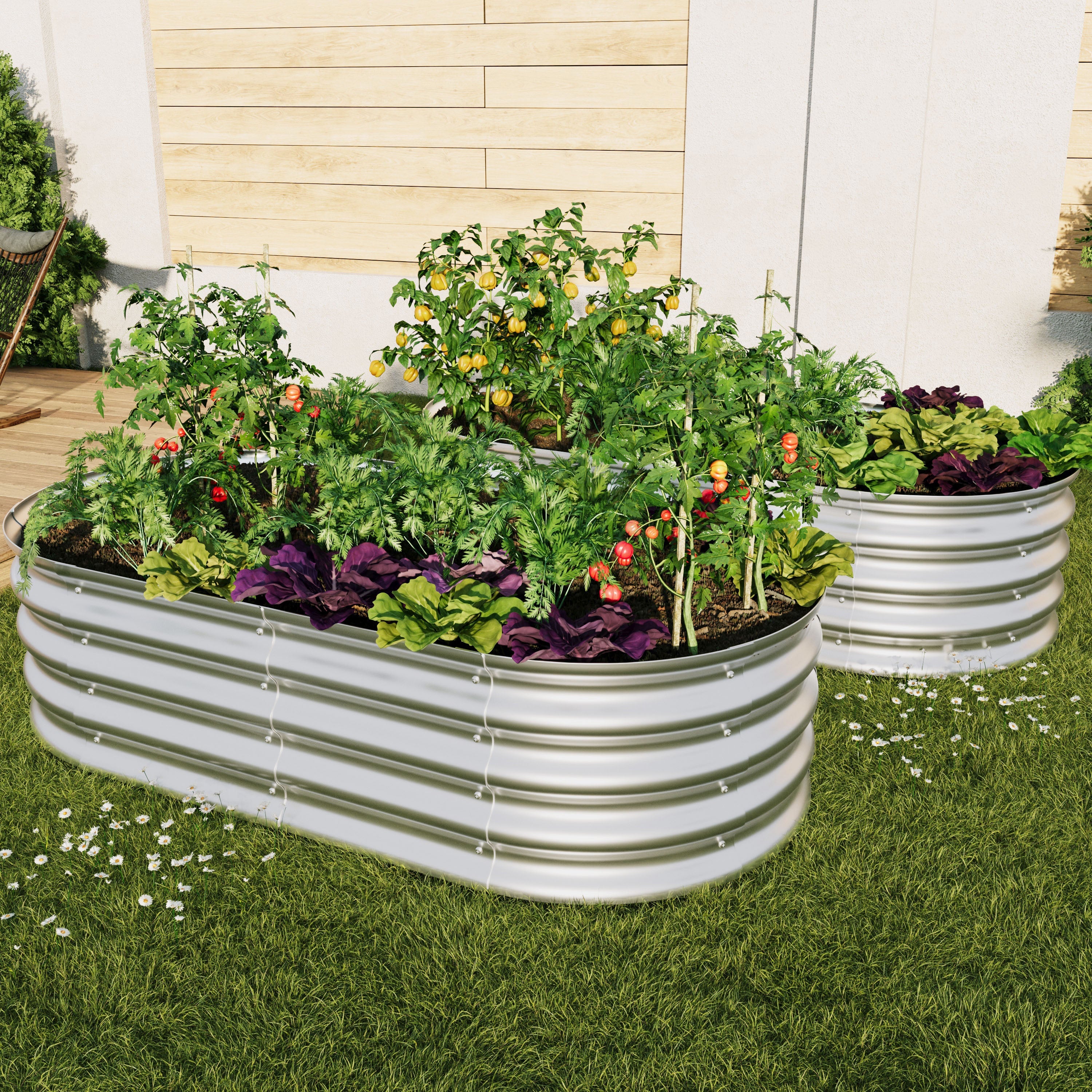 Raised Bed Metal Galvanized Planter Elevated Garden Kit, Rust Resistant, Easy Assembly, 4x2x1ft