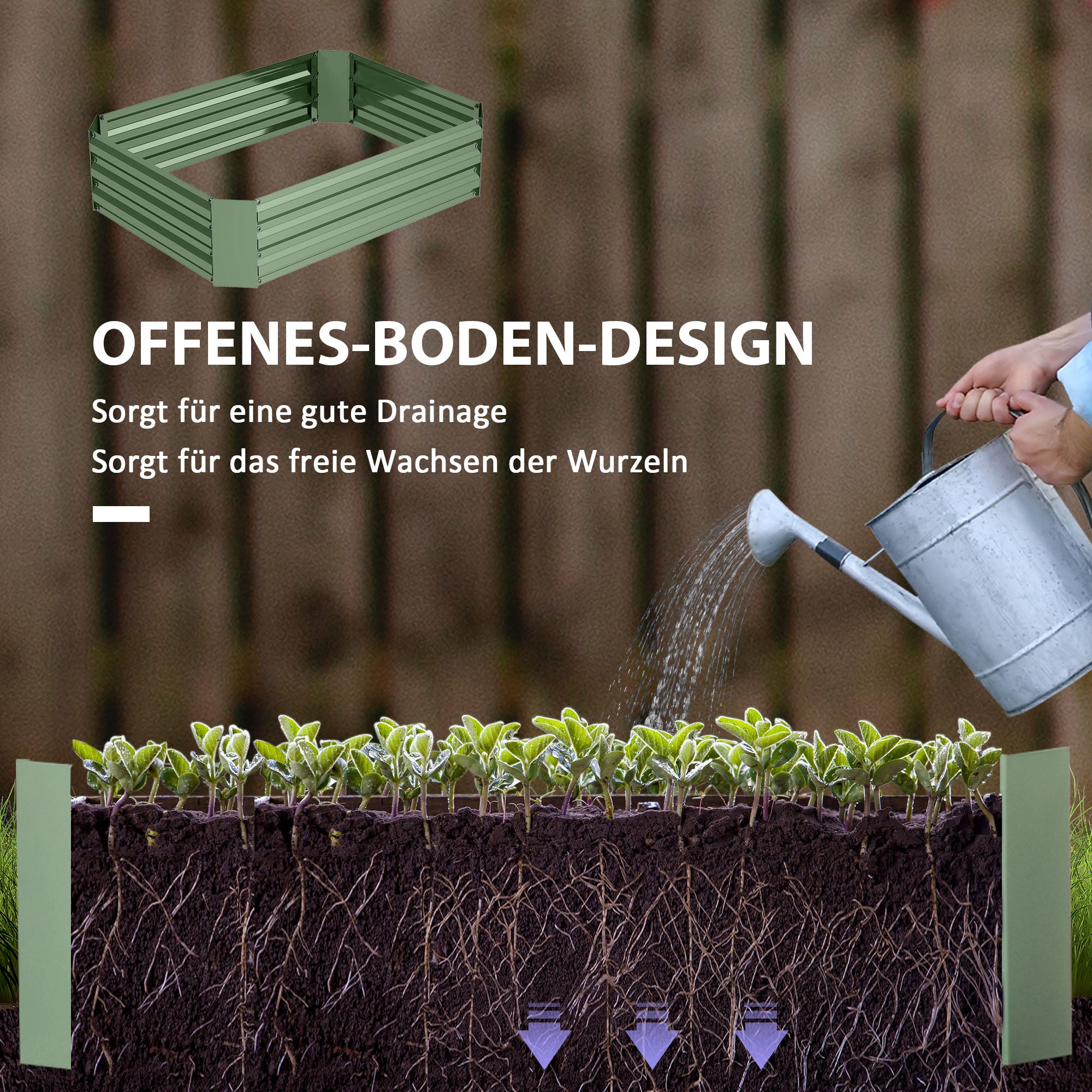 Raised Bed, Steel Planting & Vegetable Garden, 120x90x30cm, Steel