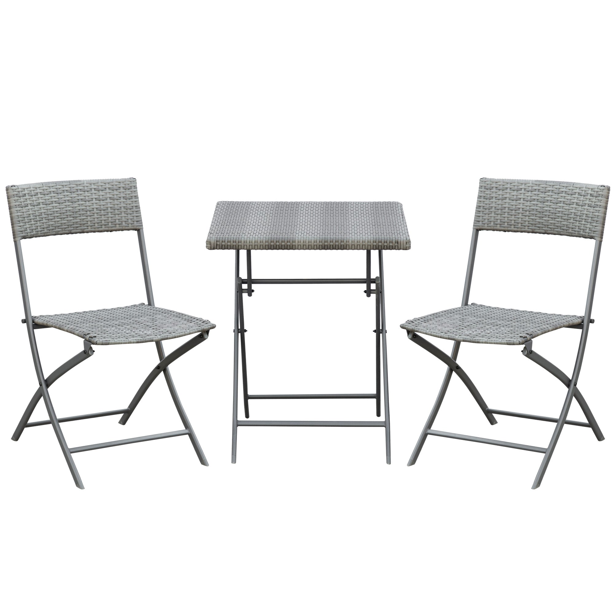 Polyrattan Bistro Set, 2-Person Garden Furniture, Grey