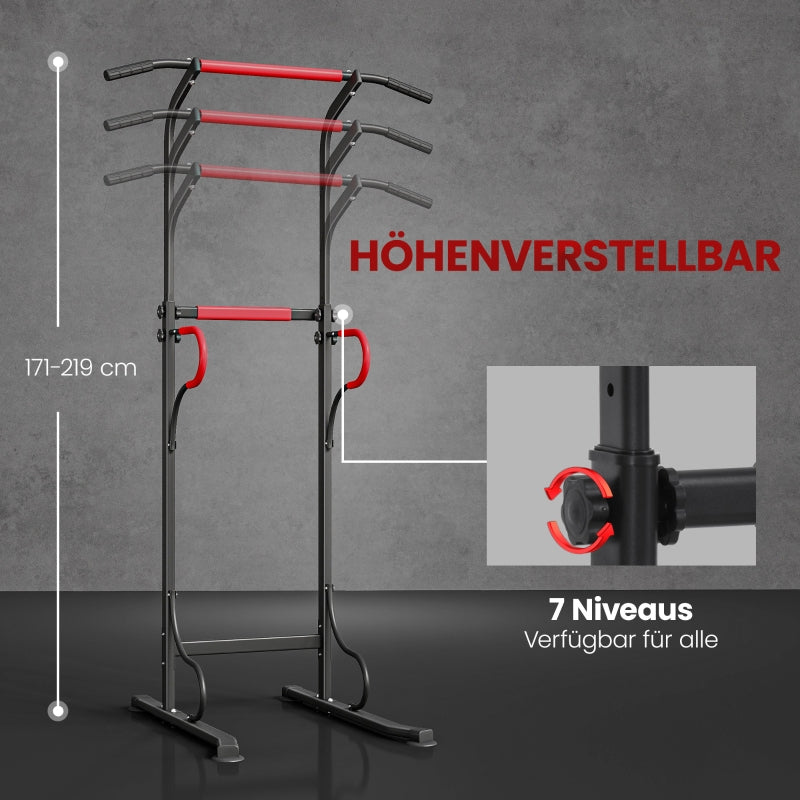 Power Tower Dip Station Height-Adjustable Pull-up Bar Suction Cups