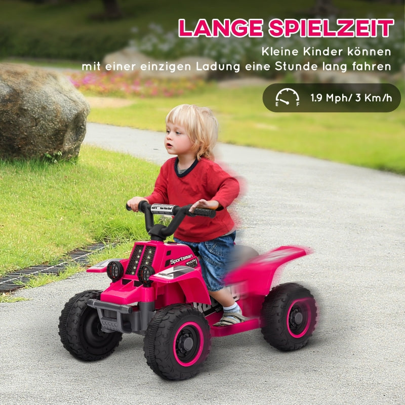 AIYAPLAY Electric Quad Bike for Kids, Battery-Powered, LED Lights, Pink