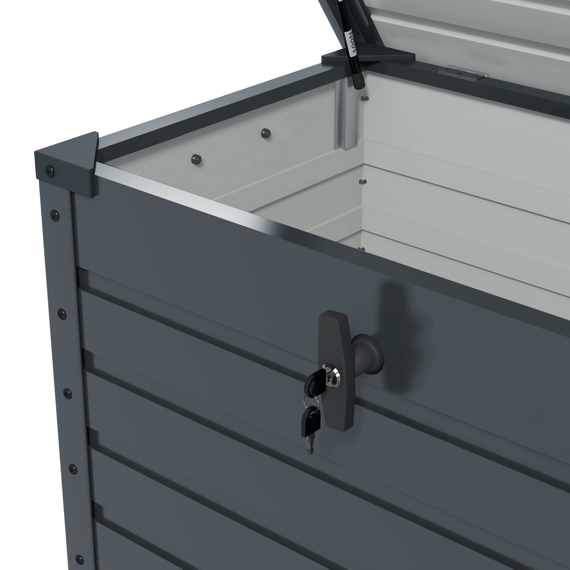 Garden Box Storage Box with Wheels, Lock, Handle Dark Grey