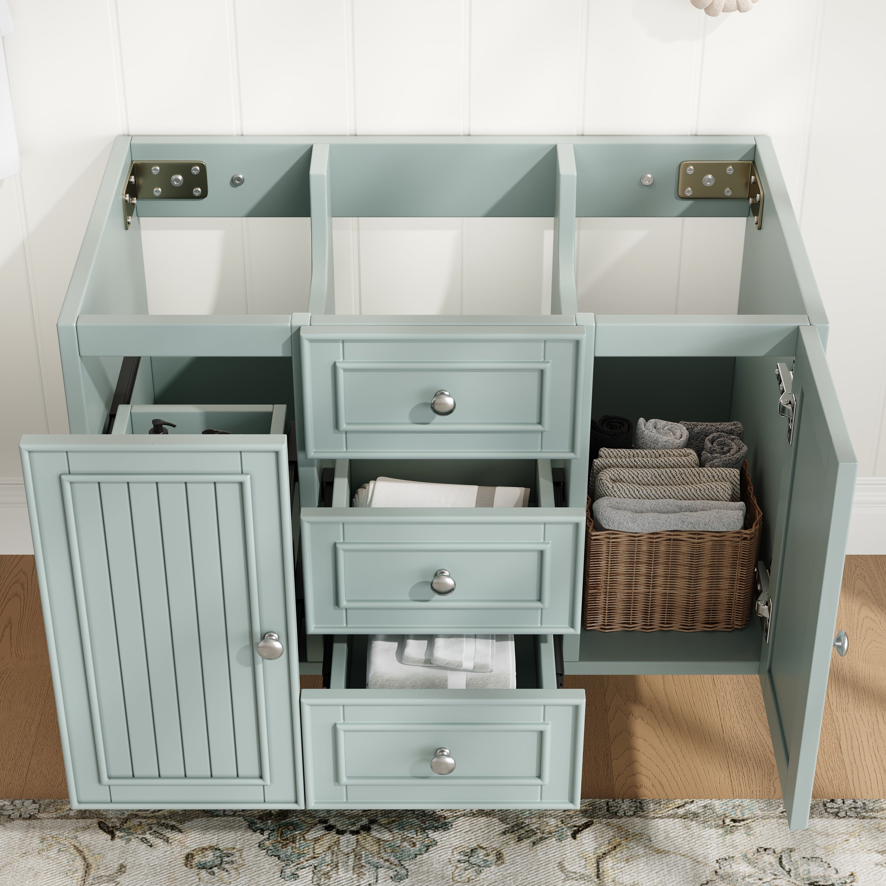 Wall-Mounted Vanity Unit 3 Drawers Modern Style 78.5x46.8cm - Green