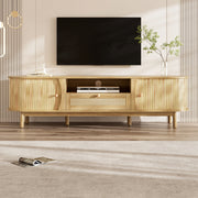 TV Cabinet Rattan Doors Drawers Low Profile - Country Style