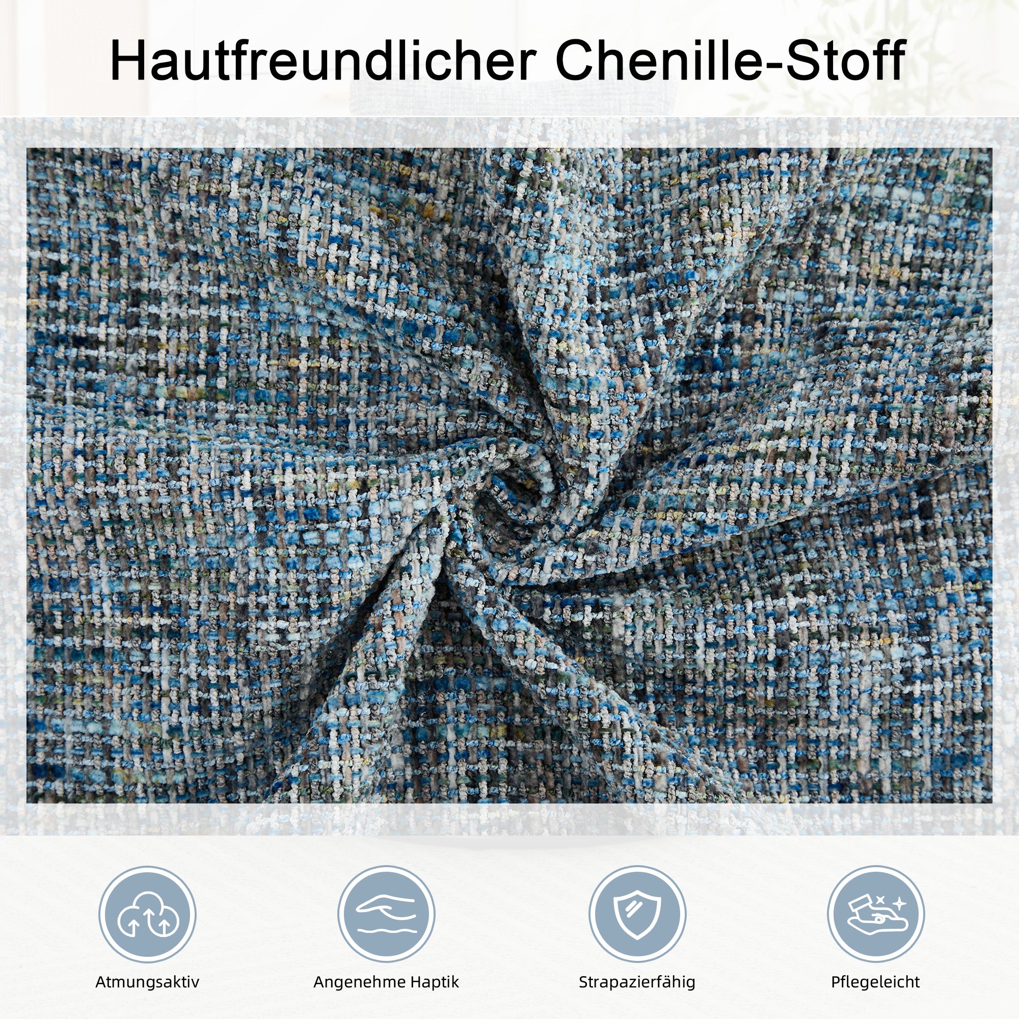 028 Swivel Armchair, 360° Rotating Accent Chair with Hidden Storage, Blue