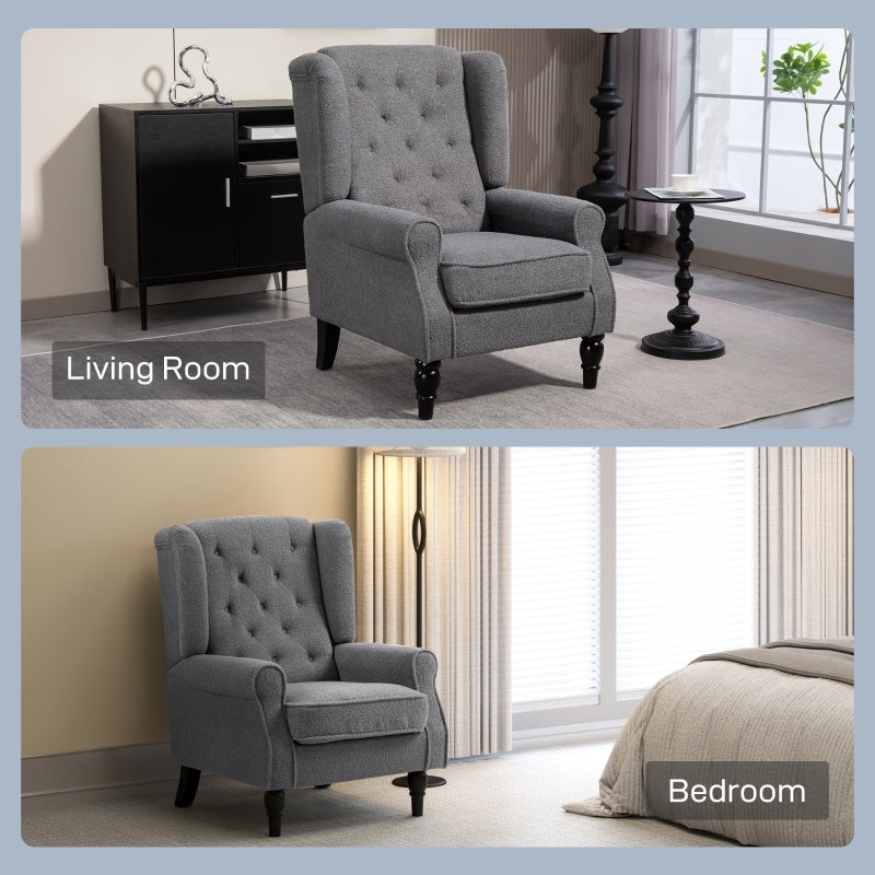 Teddy Fleece Retro Wingback Chair - Grey