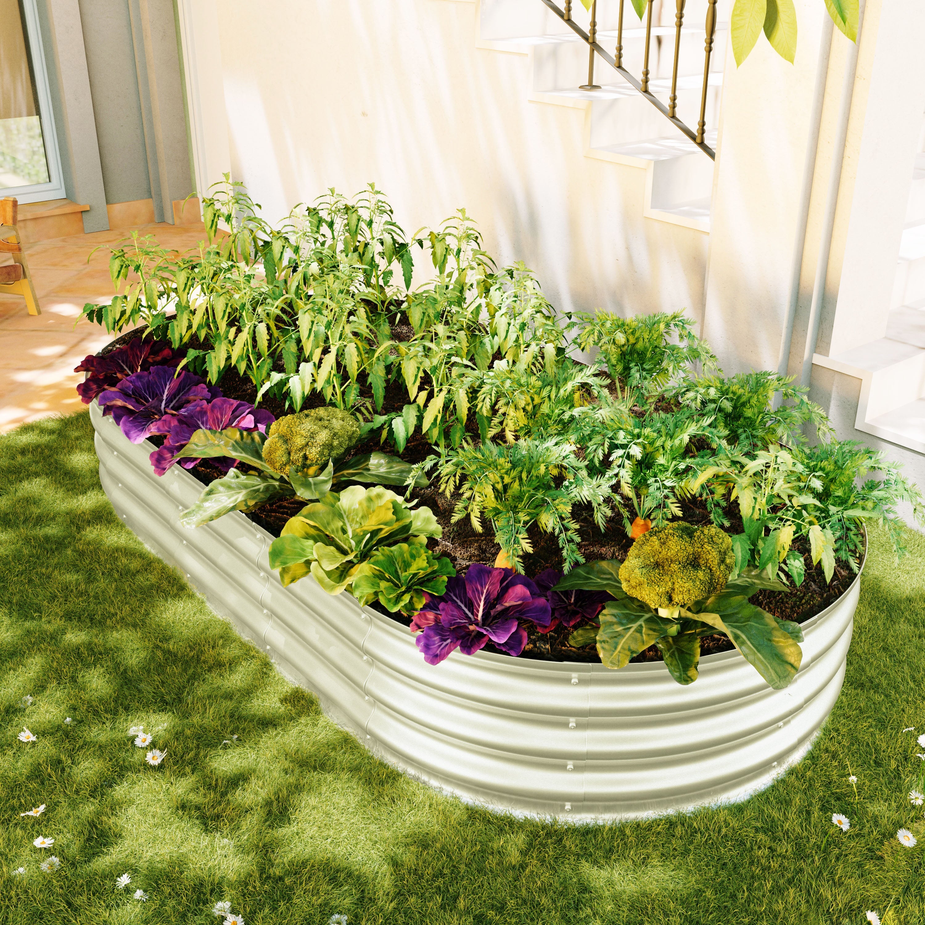 Raised Bed Galvanized Metal Planter Elevated Garden Kit, Rust Resistant, Easy Assembly