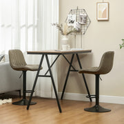 Set of Two Bar Stools, Linen-Look Brown