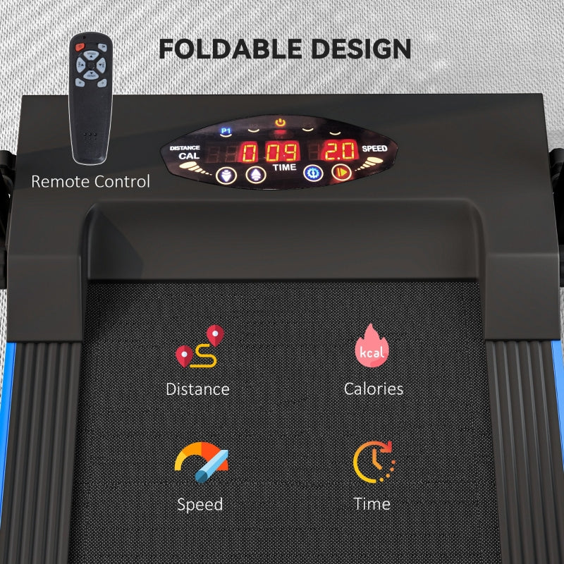 Folding Motorised Treadmill, Home Walking Machine, Blue