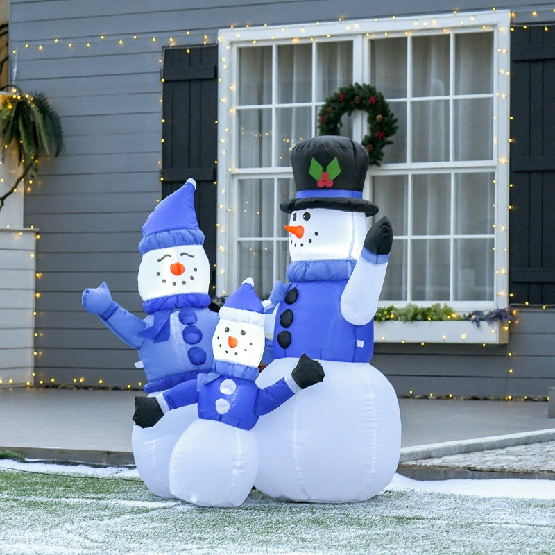 Inflatable Snowmen Family, 4ft Christmas LED Outdoor Decorations, Polyester