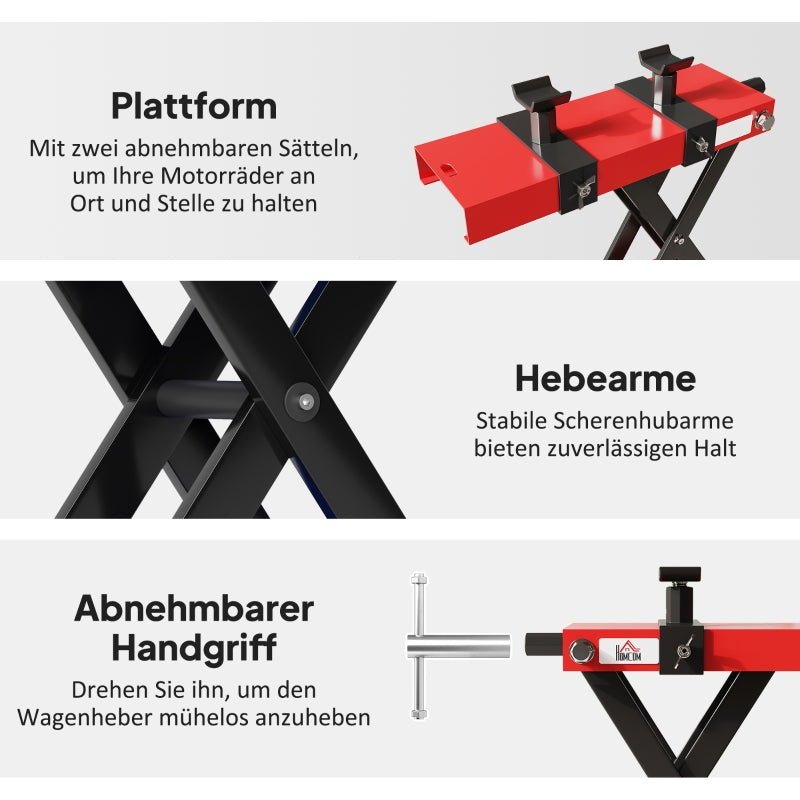 Motorcycle Jack, 500 kg Load, Adjustable Scissor Lift, Metal