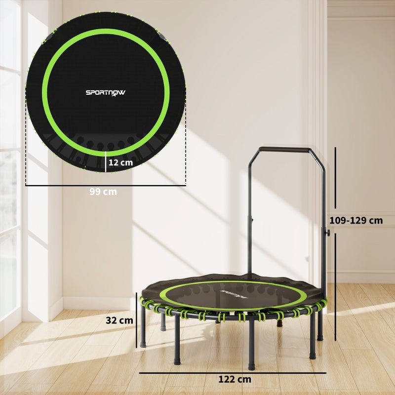 Fitness Trampoline Adjustable Handrail Indoor Outdoor - Green