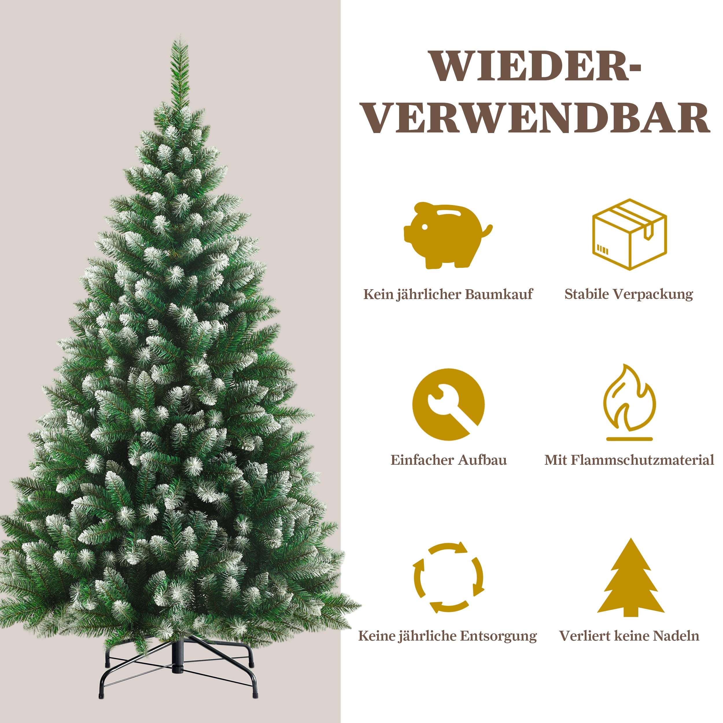 Artificial Christmas Tree 180cm 800 Tips with Lights - Natural Style