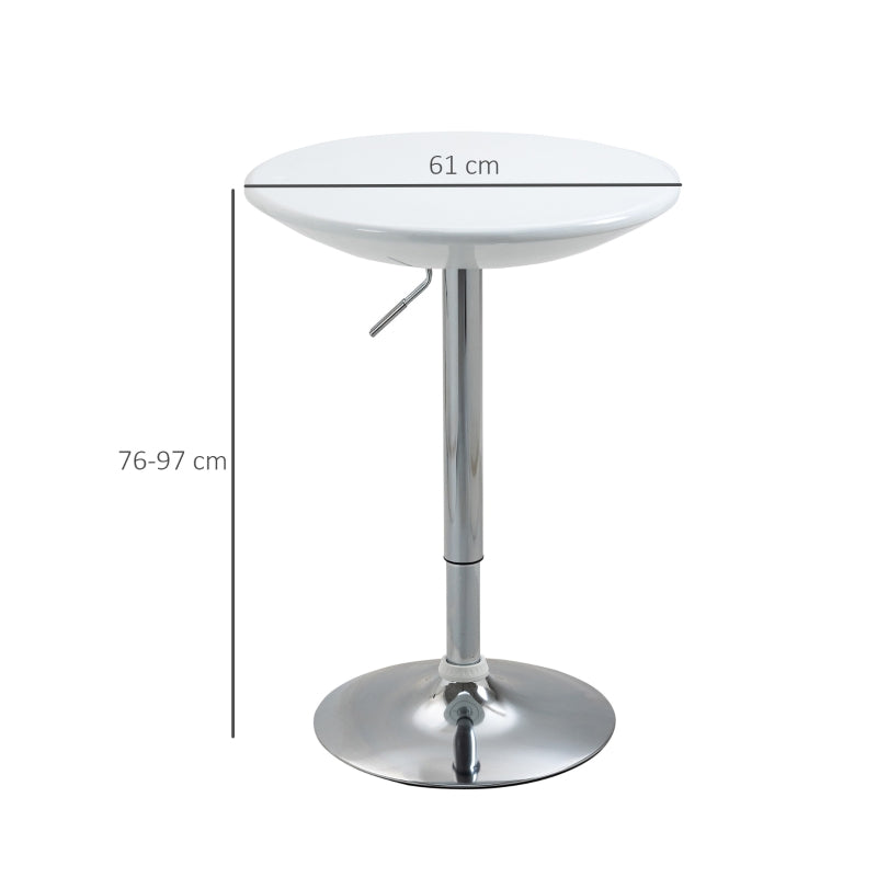 Modern Round Bar Table Adjustable Height Swivel Steel, White