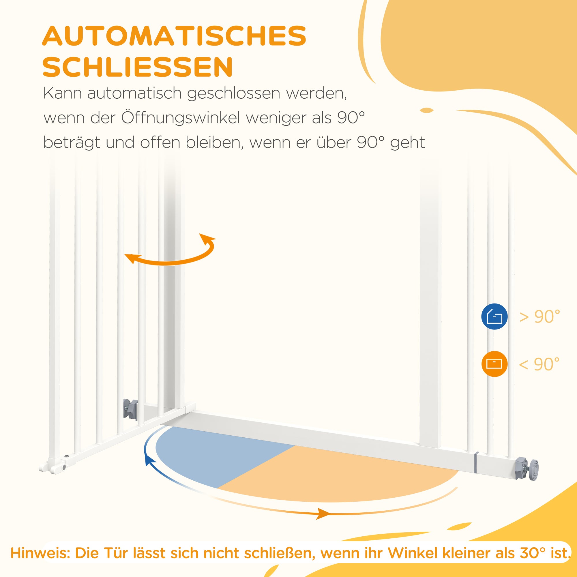 Dog Safety Gate, 74-87cm, Stair Gate, Metal Plastic White