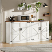 Country Sideboard 4 Doors 160x40x85cm Adjustable Shelves - White