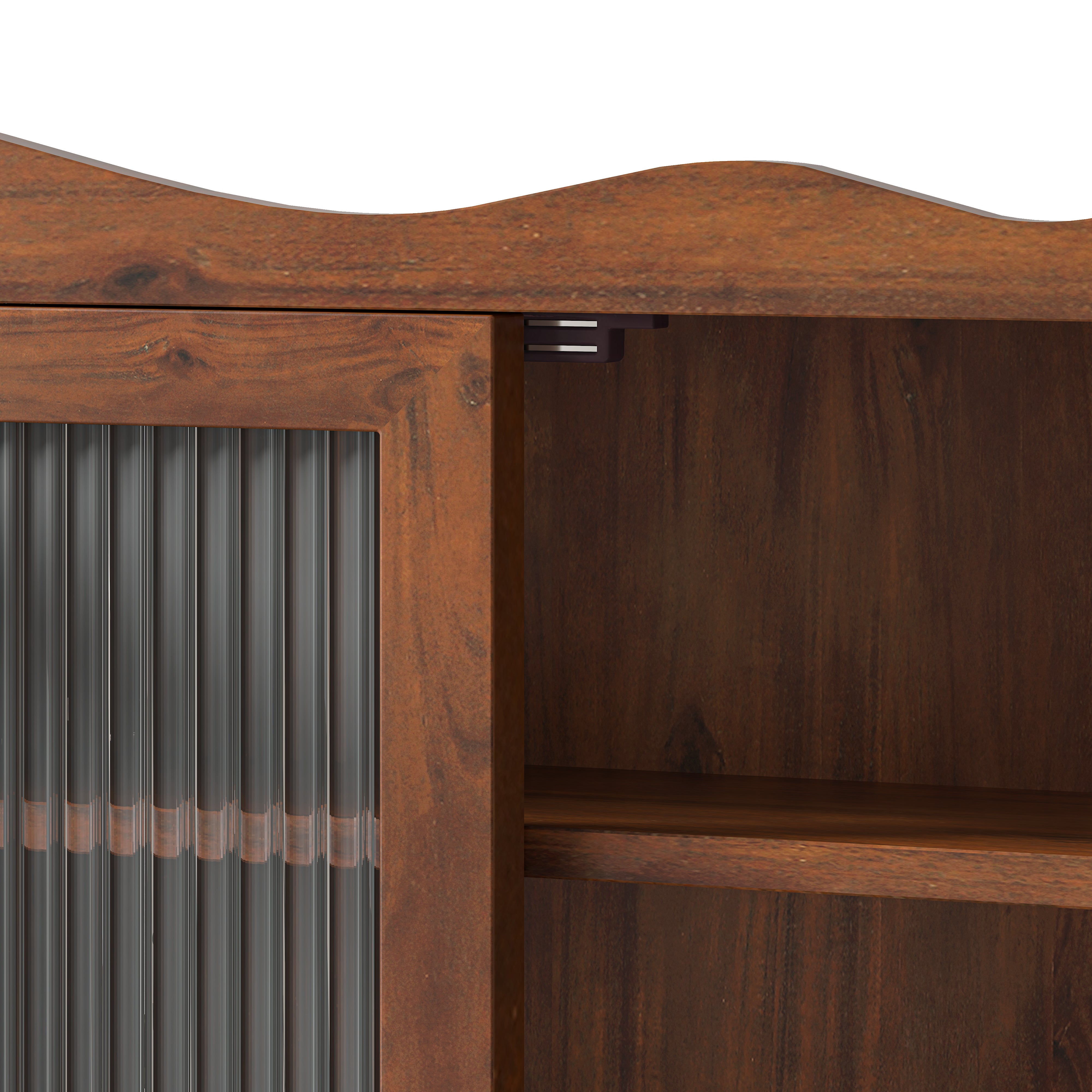 Wall-Mounted Cabinet 100CM Retro 4 Door Storage/Hook Rack Brown