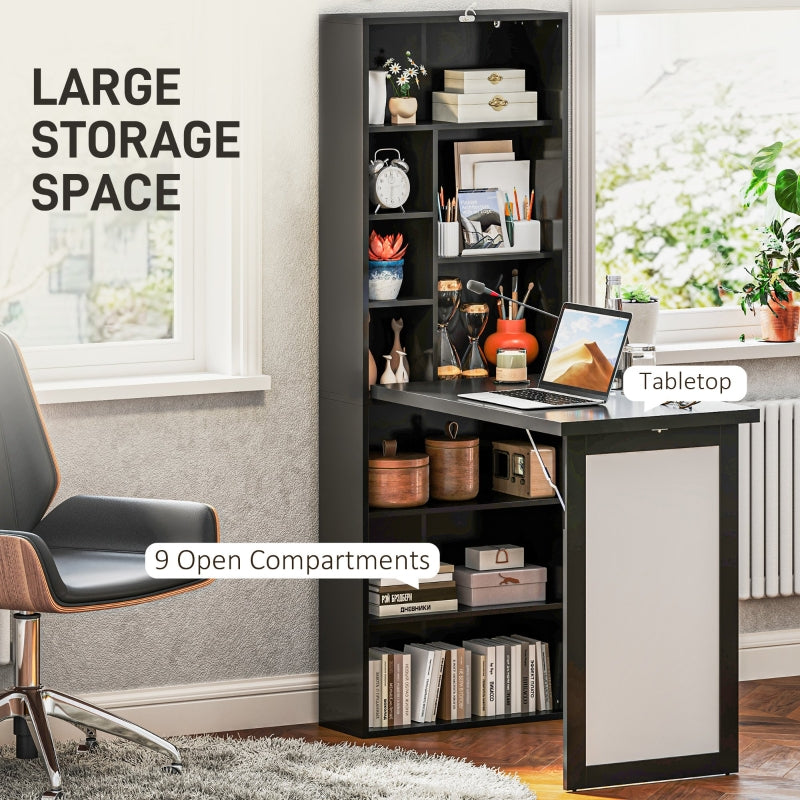 Three-Part Work Desk, Storage and Writing Board - Black