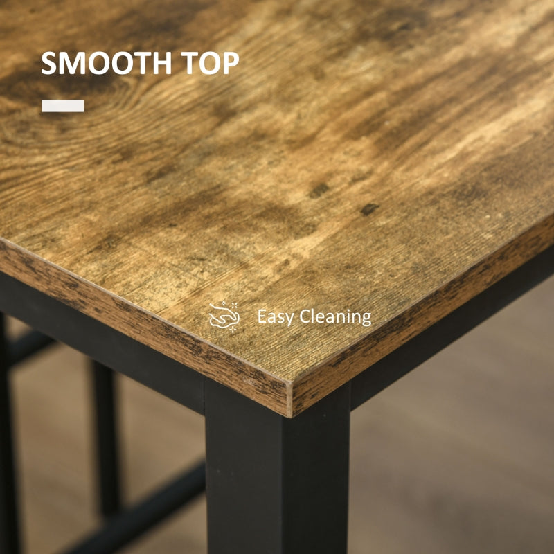 120x60cm Bar Table Set, 3-Piece Counter Height with 2 Stools, Rustic Brown