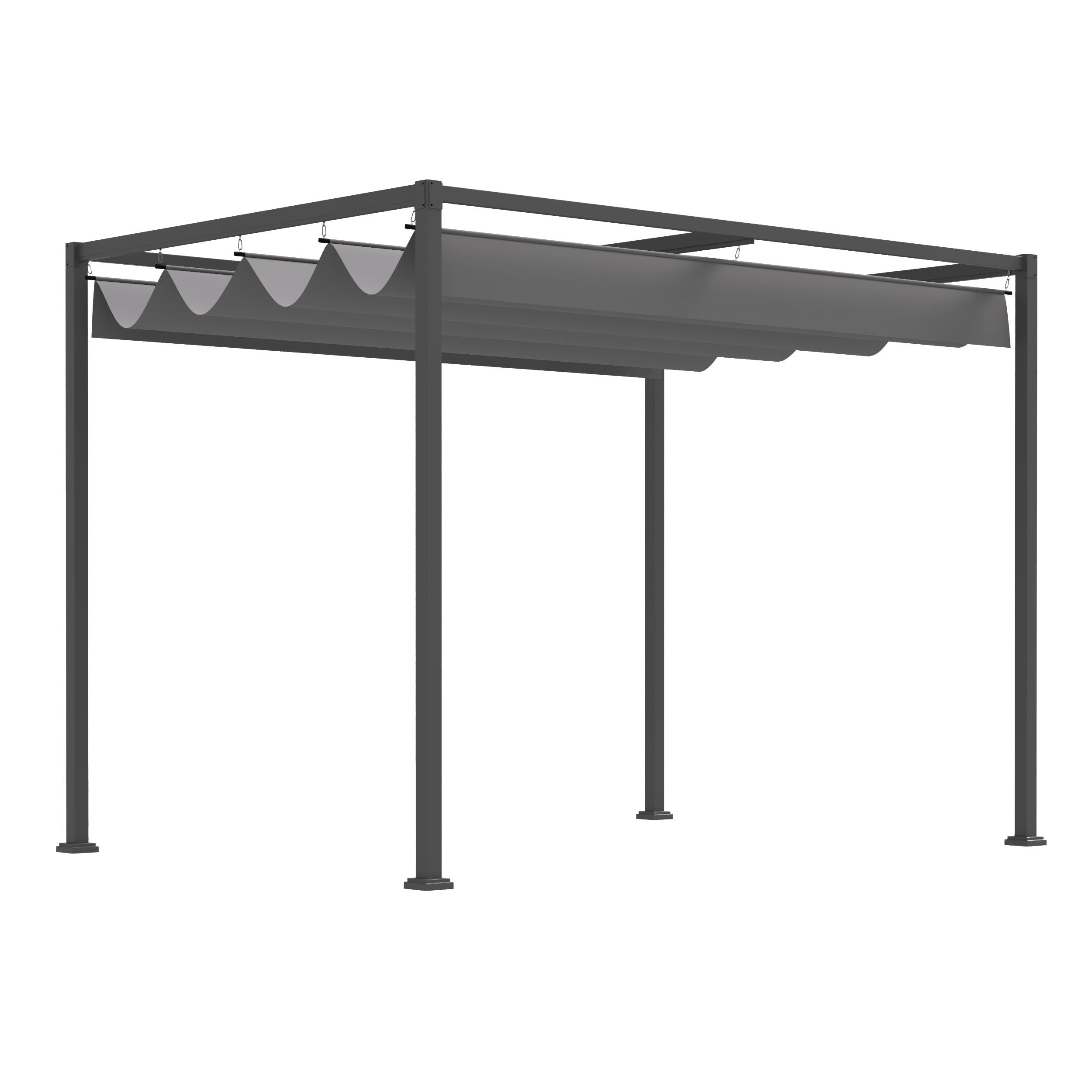 Pergola Pavilion Patio Cover, Sliding Roof 298 x 213 x 221 cm, Weatherproof Polyester Grey